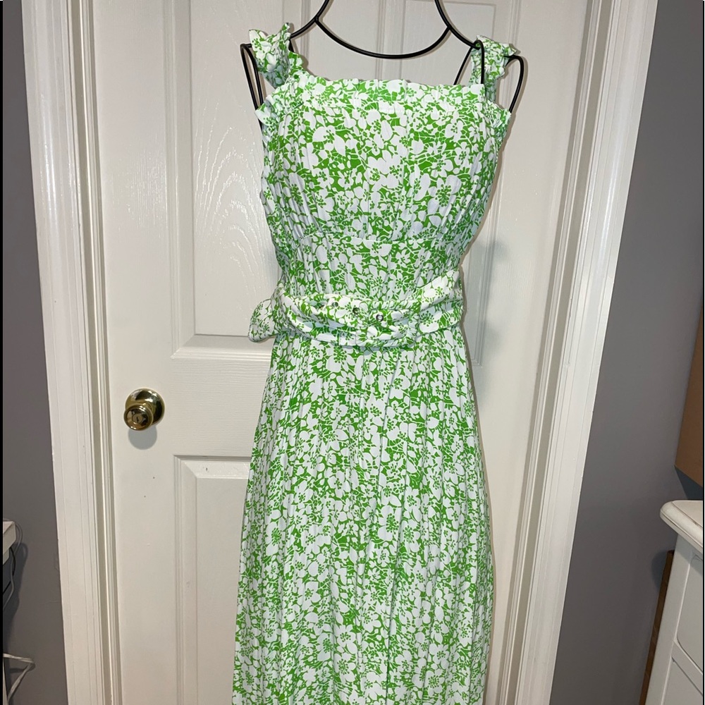 Green floral summer dress
